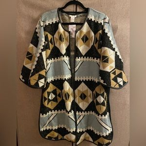 NWT H&M Bohemian Aztec Western oversized cardi poncho size XS/S super soft knit